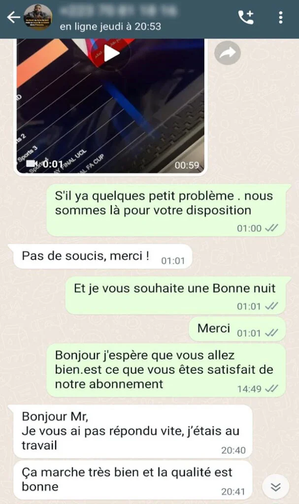Avis client WhatsApp